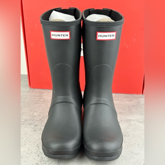 Hunter Women's Black Original Short Back Adjustable Rain Boots Size 8 New In Box - Picture 3 of 6